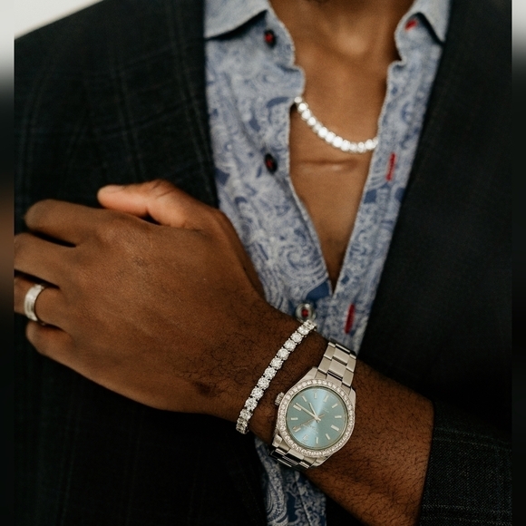 Men's Paisley Button Down Linen Shirt Blue XL bohemian coastal retro preppy - Picture 3 of 11